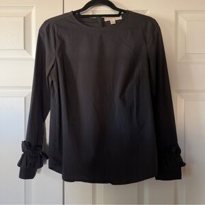 Michael Kors Black Long Sleeve Top with ruffled sleeves Size Small